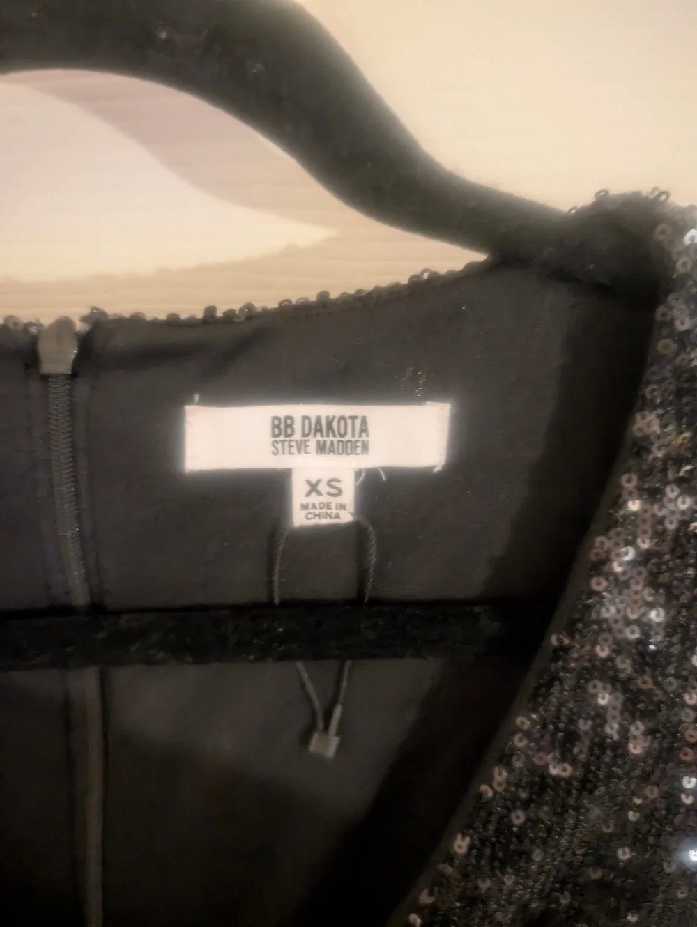 BB Dakota By Steve Madden Black Sequin Crystal Fringe Lined Mini Dress - Picture 2 of 4